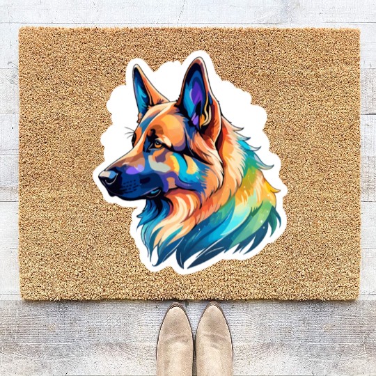 German Shepherd Watercolor Coir Doormats