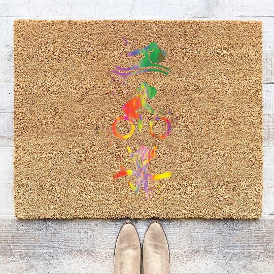 Watercolor Womens Triathlon Coir Doormats