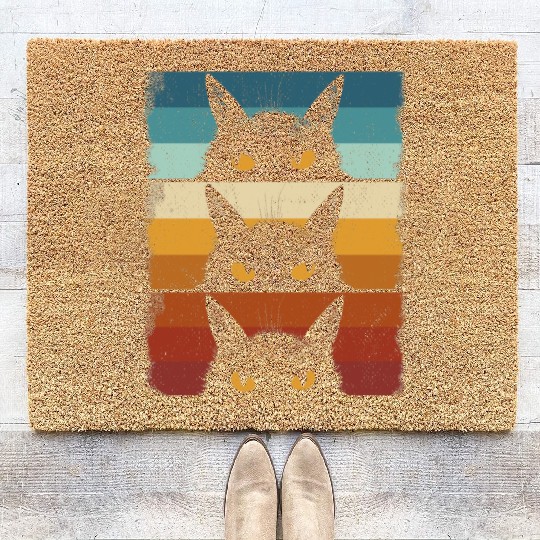 Cat Lover Grumpy Black Kitten Cat Mom Cat Dad Coir Doormats