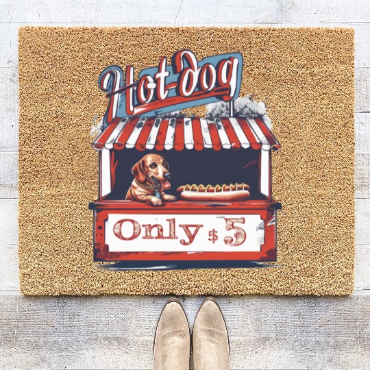 Dachshund Dog in a Hot-Dog Stand Wiener Coir Doormats