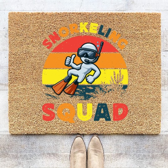 snorkeling squad diver ocean snorkeling sunset sea Coir Doormats