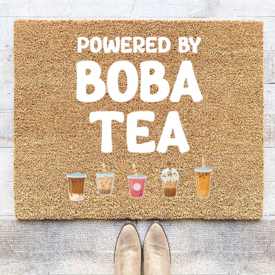 Powered By Boba Tea Bubble Japan K-pop Korean Coir Doormats