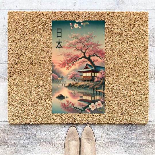 Japan church flowers design Coir Doormats