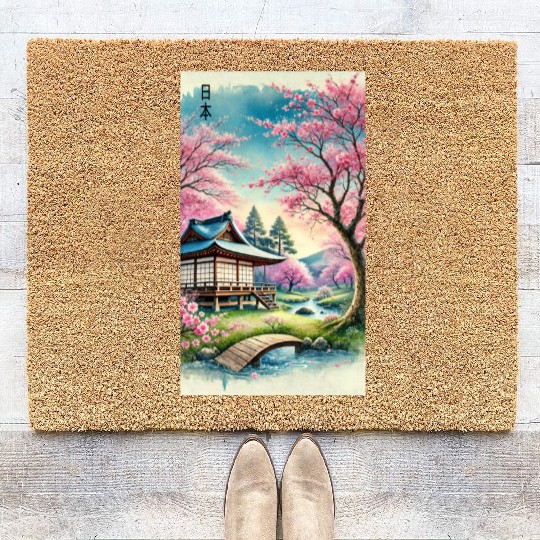 Japan church flowers otaku design Coir Doormats