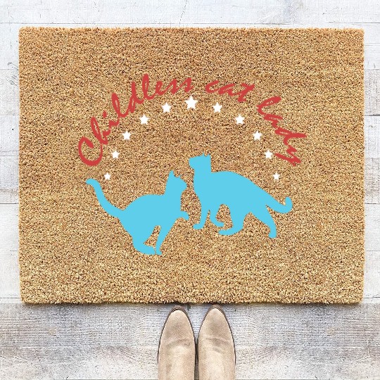 Vintage And Retro Funny Childless Cat Lady Coir Doormats