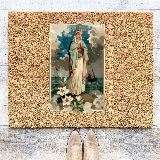 Ave Maria Schubert Latin Mass Blessed Mother Mary Coir Doormats