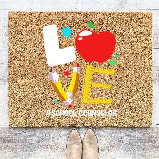 Funny Back To School Love School Counselor Coir Doormats