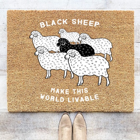 Black sheep make this world livable Coir Doormats