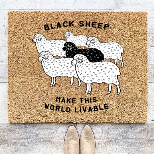 Black sheep make this world livable Coir Doormats
