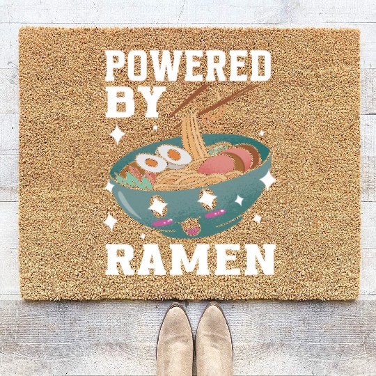 Powered By Ramen Anime Japanese Soup Cup Noodle Coir Doormats