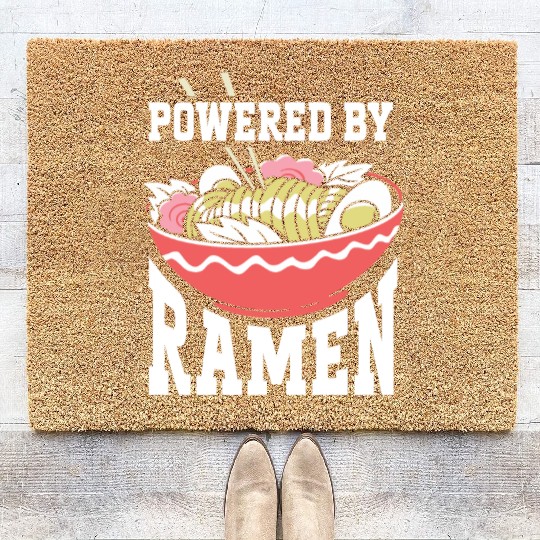 Powered By Ramen Anime Japanese Soup Cup Noodle Coir Doormats
