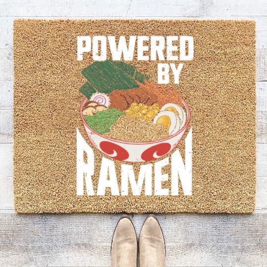 Powered By Ramen Anime Japanese Soup Cup Noodle Coir Doormats