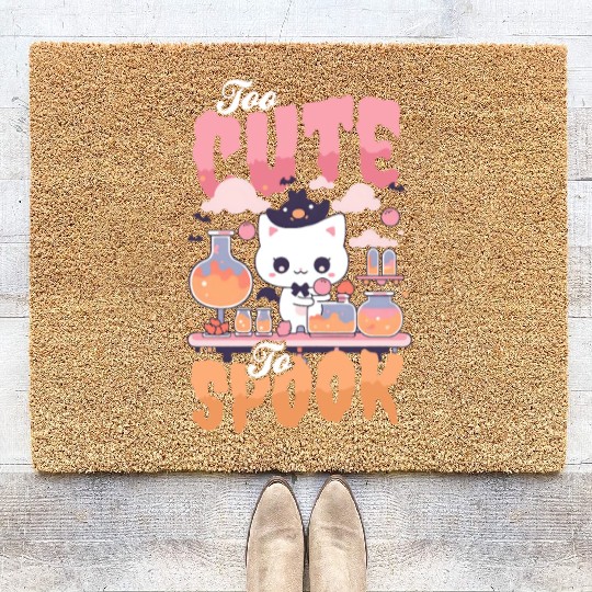 Halloween Chemistry Teacher Too Cute To Spook Cat Coir Doormats