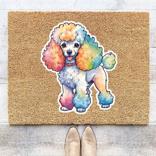 Poodle Watercolor Coir Doormats