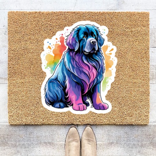 Newfoundland Dog Watercolor Coir Doormats