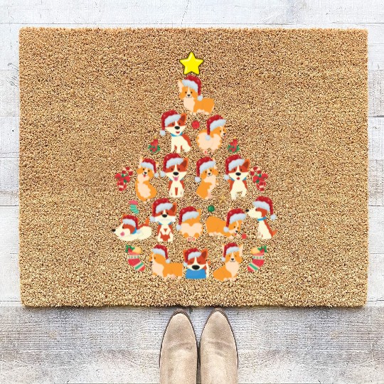 Corgi Christmas Tree Dog Santa Merry Corgmas Xmas Coir Doormats