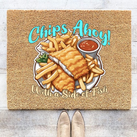 Fish And Chips Chips Ahoy With A British Cuisine Coir Doormats