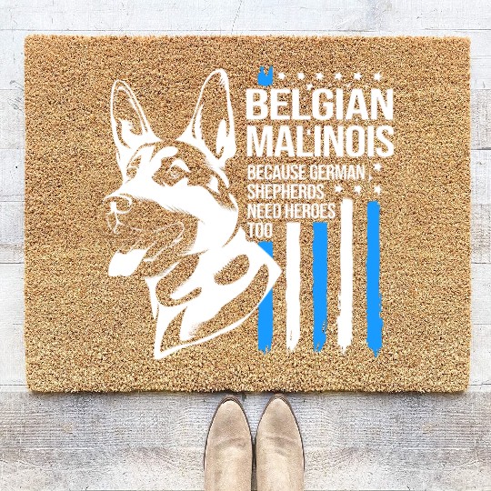 4th Of July US Flag Belgian Malinois K9 Dog Coir Doormats