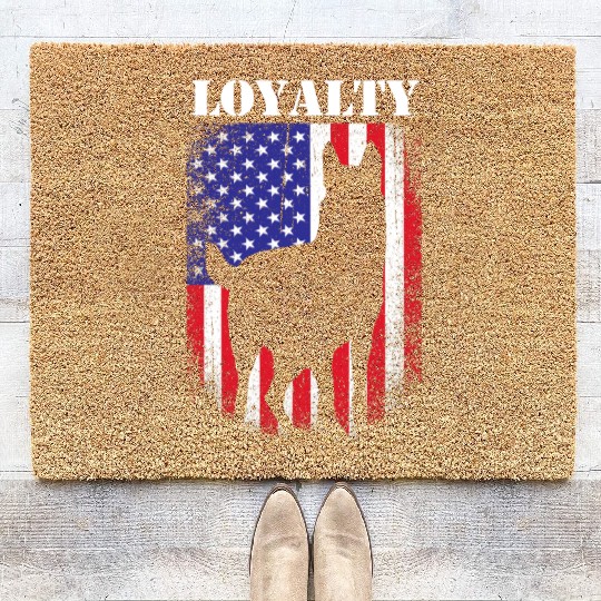 4th Of July US Flag Police Dog Loyalty K9 Dog Coir Doormats