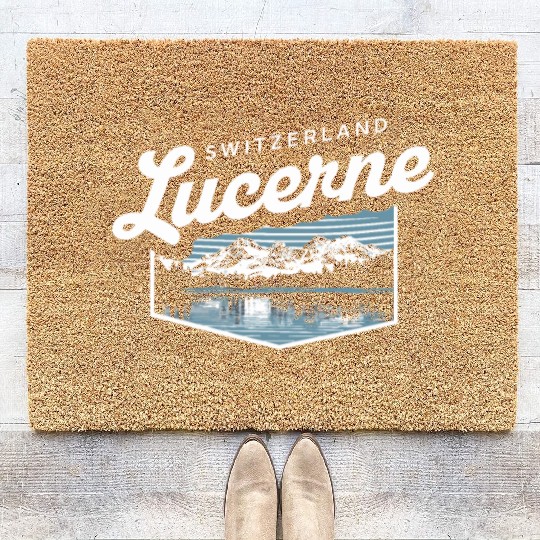 Switzerland Lucerne Souvenir Mountain Lake Scene Coir Doormats