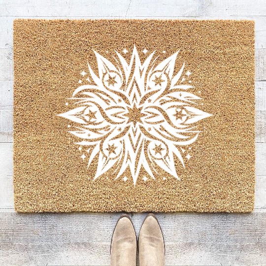 Fancy Star Composition Tattoo Style Coir Doormats