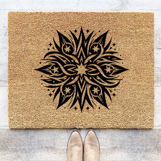 Fancy Star Composition Tattoo Style Coir Doormats