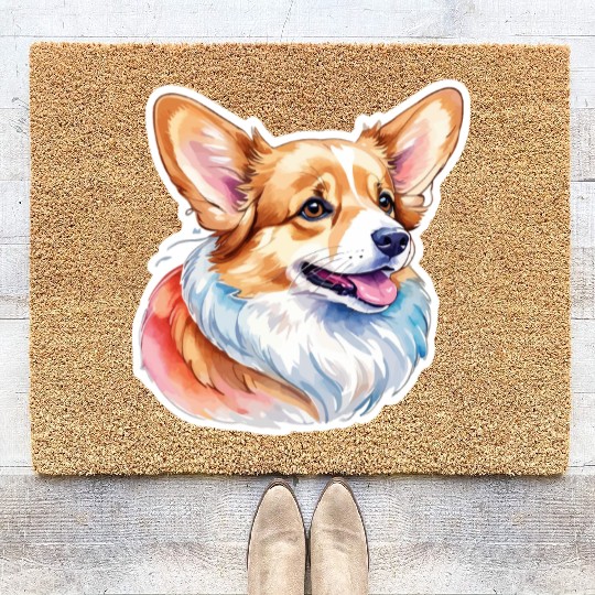 Pembroke Welsh Corgi Watercolor Coir Doormats