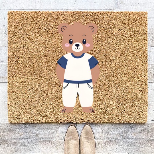 A nostalgic picture of a teddy bear in pyjamas. Coir Doormats