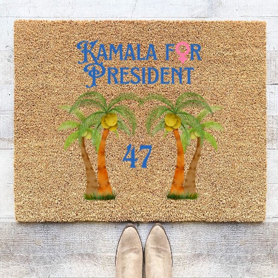 Kamala for President Coconut Tree Kamala Harris Coir Doormats
