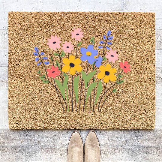 Women Wildflower Summer Flowers Blooming Coir Doormats