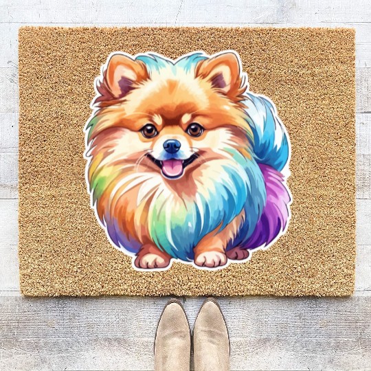 Pomeranian Watercolor Coir Doormats