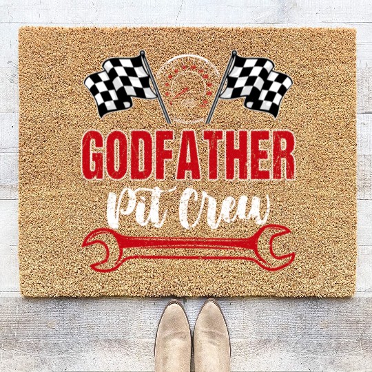 Godfather Pit Crew Birthday Racing Car Coir Doormats