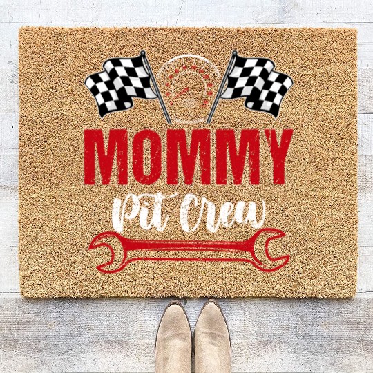 Race Car Birthday Party Family Mommy Pit Crew Coir Doormats