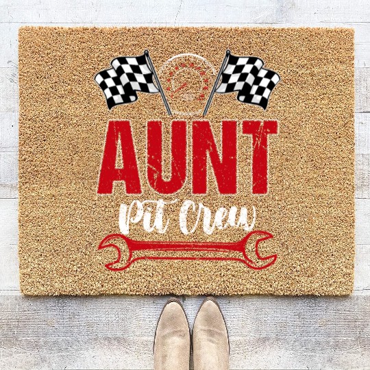 Race Car Birthday Racing Family Aunt Pit Crew Coir Doormats
