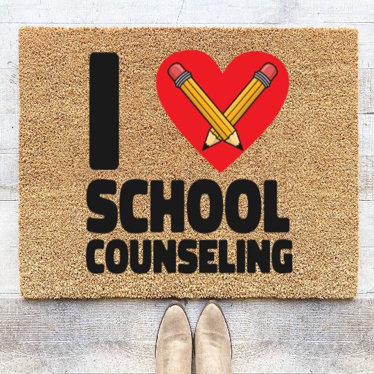 School Counselor Heart I (Heart) Coir Doormats
