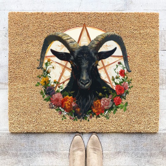 Goat Lucifer Occult Devil Satan For a Heavy Metal Coir Doormats
