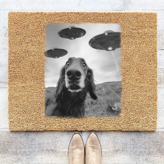 Irish Setter Dog UFO Alien Extraterrestrial Selfie Coir Doormats