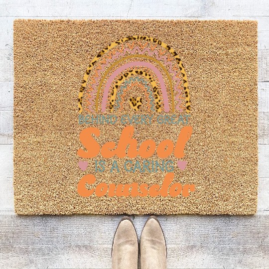 School Counselor Rainbow Behind Coir Doormats