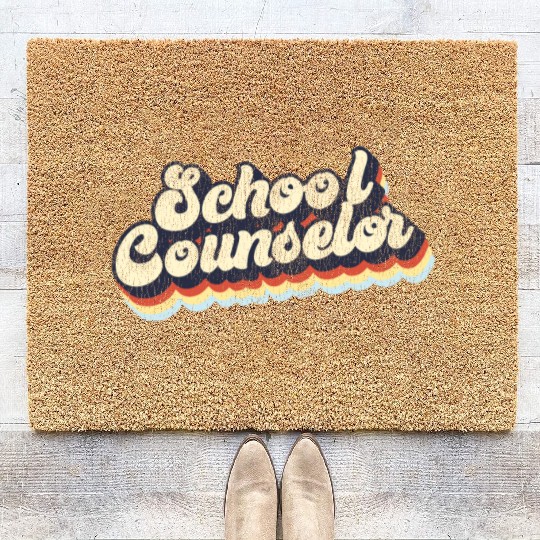 School Counselor Retro Vintage Coir Doormats
