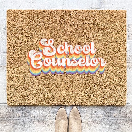 School Counselor Retro Vintage Coir Doormats
