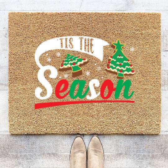 Tis The Season Christmas Cakes Retro Xmas Pajamas Coir Doormats