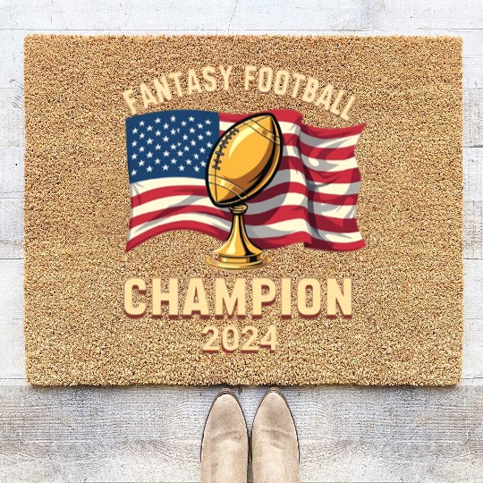 FANTASY FOOTBALL CHAMPION 2024 AMERICAN FLAG Coir Doormats