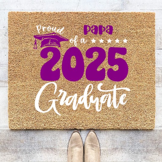 Proud Papa Graduate 2025 Senior Class of 2025 Grad Coir Doormats