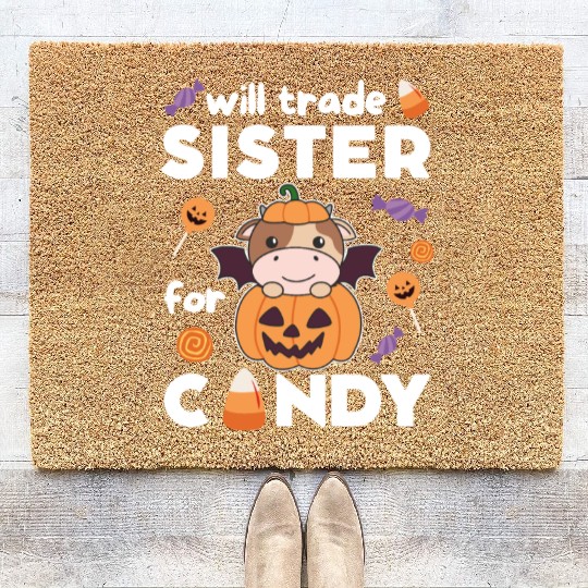 Cow Halloween Trade Sister For Candy Coir Doormats