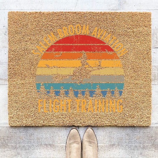 Womens Salem Broom Aviation Flight Halloween Coir Doormats