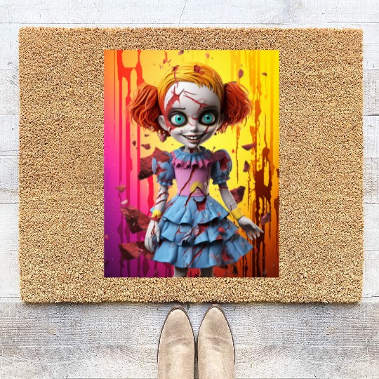 Horror Doll embrace the fear Coir Doormats