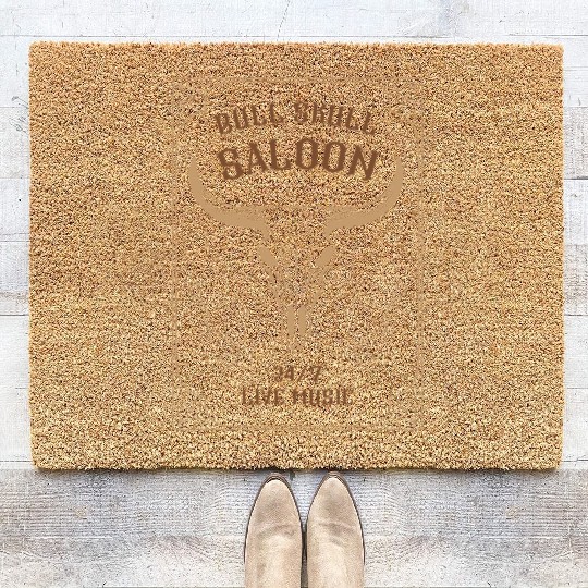 Country Music Western Bull Skull Saloon Coir Doormats