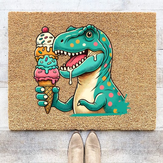 Dino ice cream motif: An adventure for sweet Fans Coir Doormats