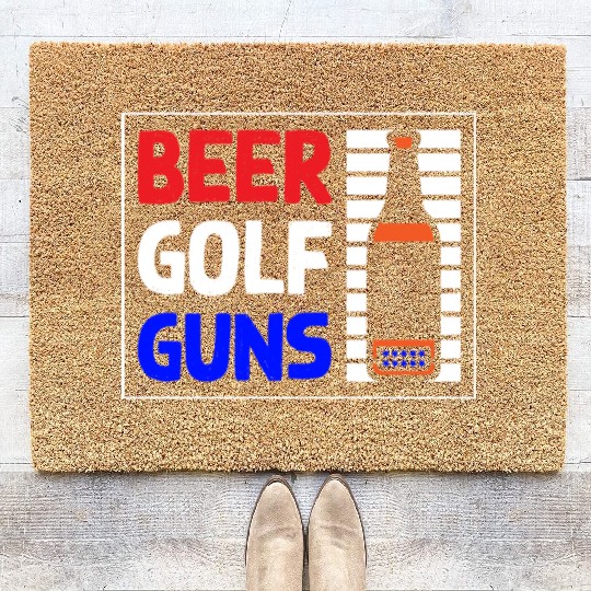 Beer Golf Guns Coir Doormats