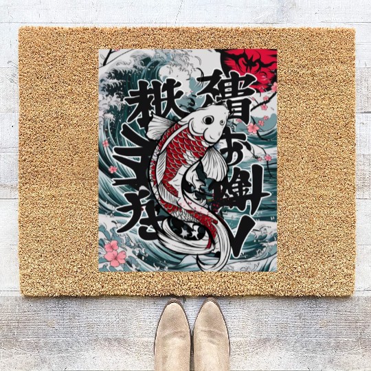 Funny Koi Fish Gift Men Women Cool Koi Fish Lover Coir Doormats